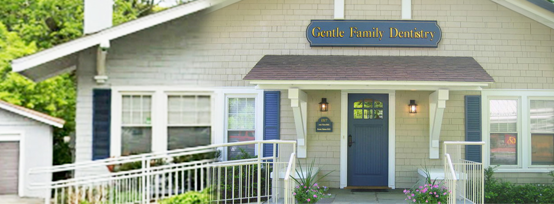 The image shows a building with the text Cottage Family Dentistry above its entrance, indicating it is a dental clinic.